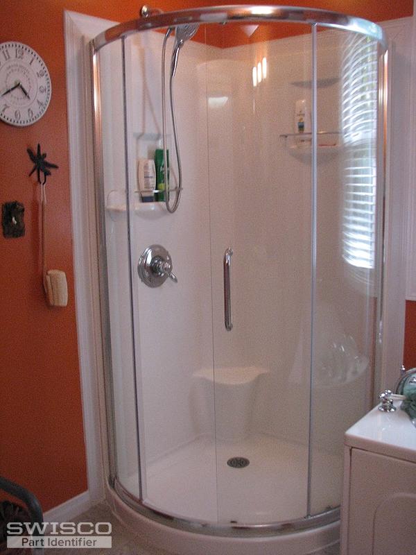 Double twin top rollers on curved shower door