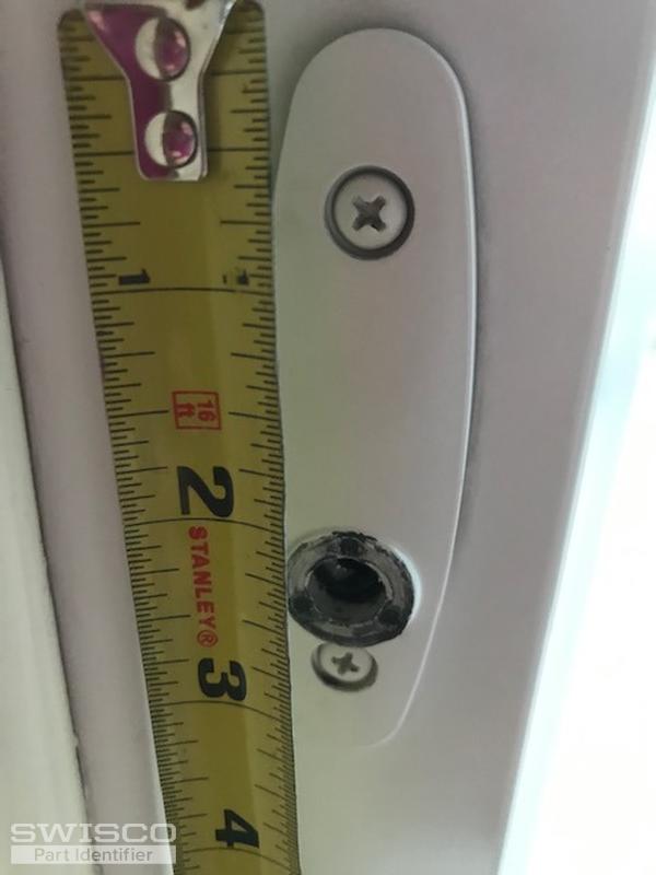 Patio door latch with measurement
