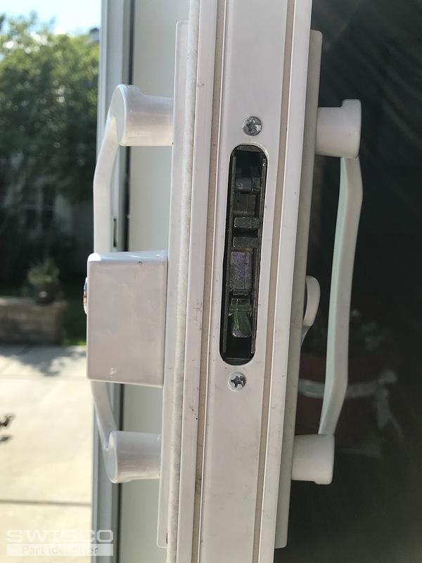 Two point mortise lock on sliding patio door. 35/8 hole centers