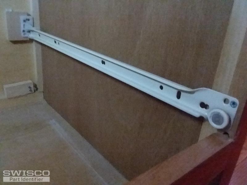 Right side cabinet member roller slide installed