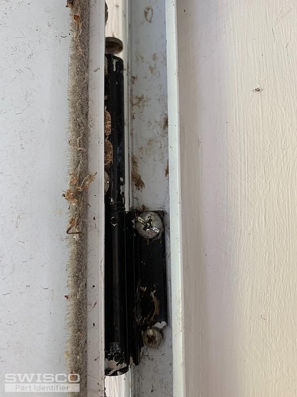 TWO items. Screen door hinge, and broken door lock mechanism