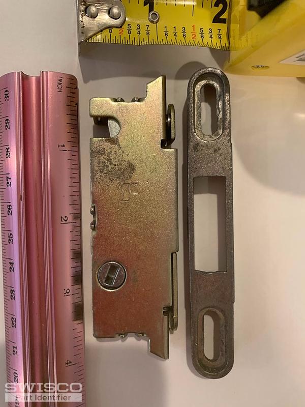 non keyed sliding patio door mortise lock. offset thumb lock. 45 degree