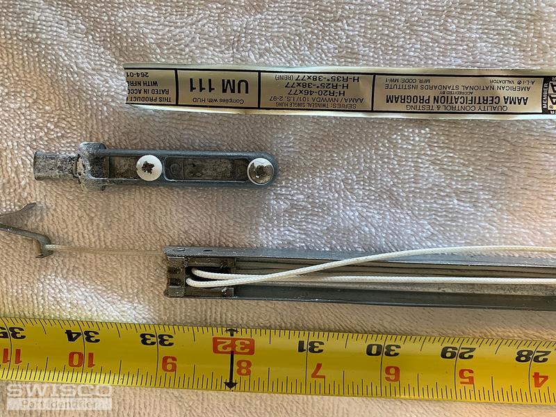 Window balance hardware and manufacturer label