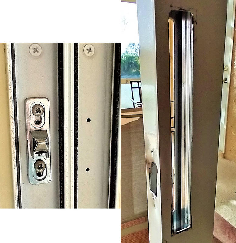 Sliding Glass Door Latch Set with LATCH CENTERED on Door