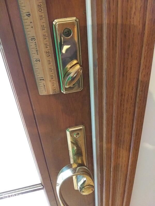 sliding door thumb latch in brass color