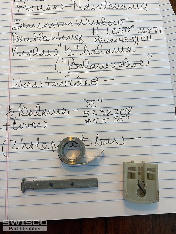 Simonton Double Hung Window parts needed.