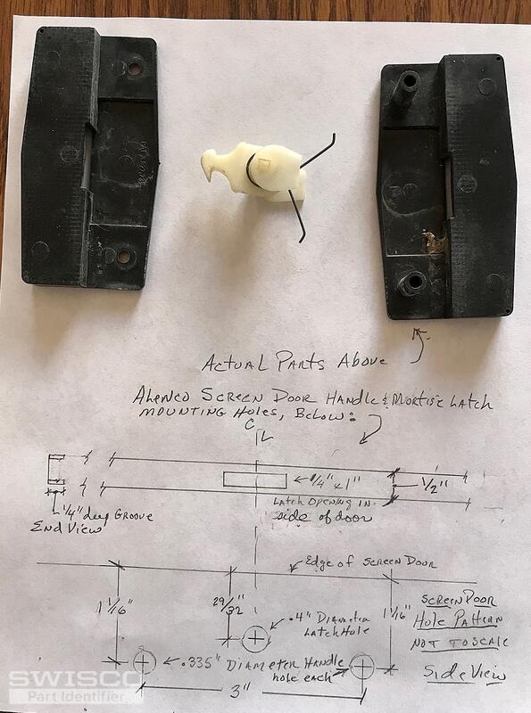 Screen Door handle and latch with dimensions