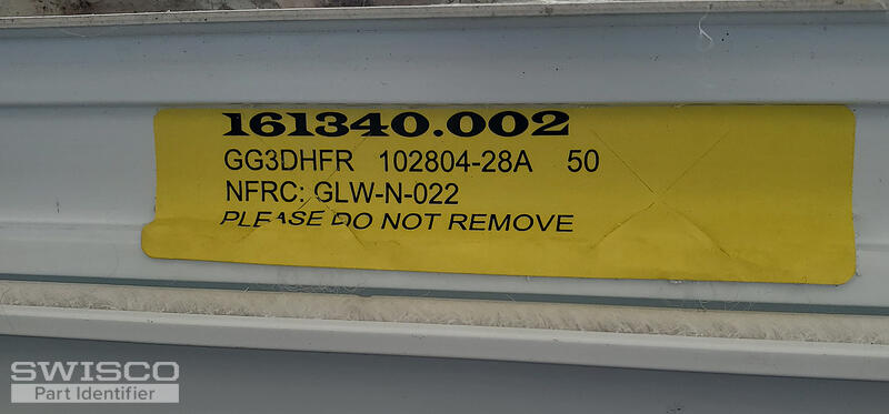 Identifacation sticker at top of window