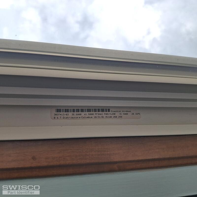 Simonton Profinish window label top of window