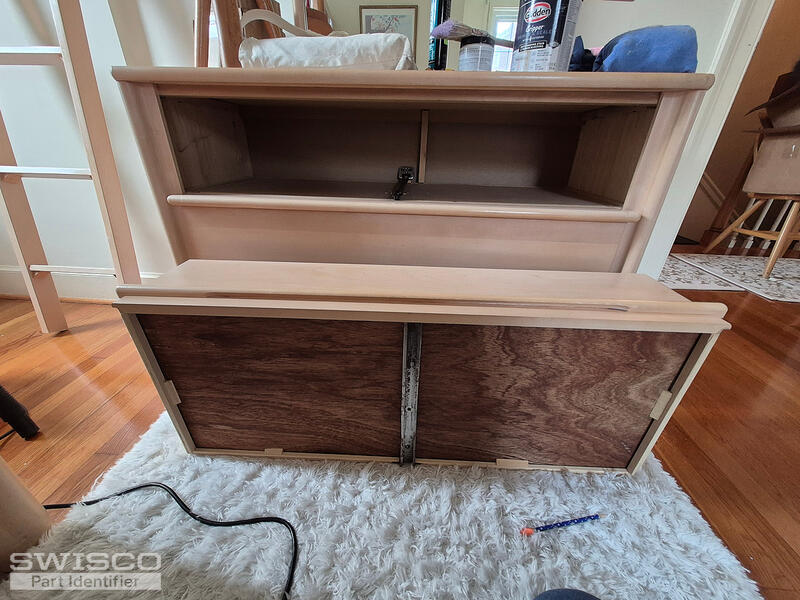 dresser and drawer with hardware attached